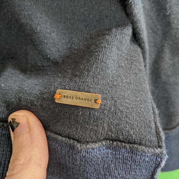 HUGO BOSS navy knit insert sweatshirt - Picture 4 of 11